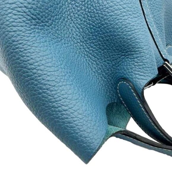 Hermes  Picotin Lock 18 Taurillon Clemence Leather Hobo Bag Blue - Picture 4 of 9